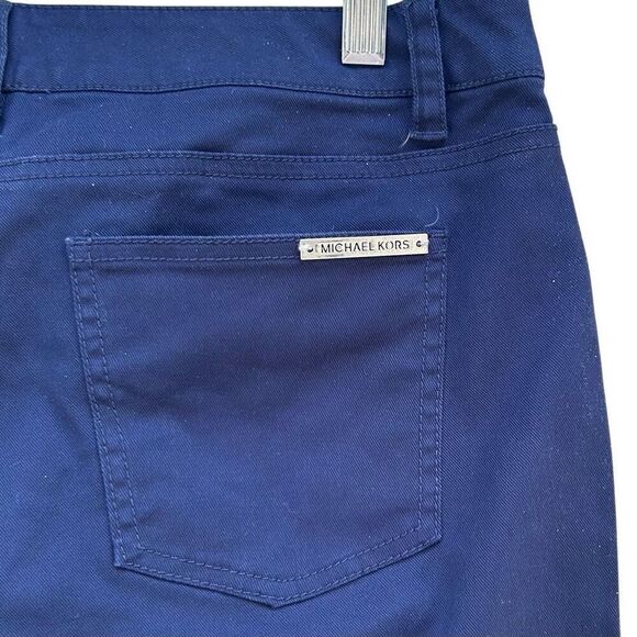 Michael Kors Chino Pants Women's Size 10 Navy Blue Stretch Zippered Pocket - Picture 10 of 12